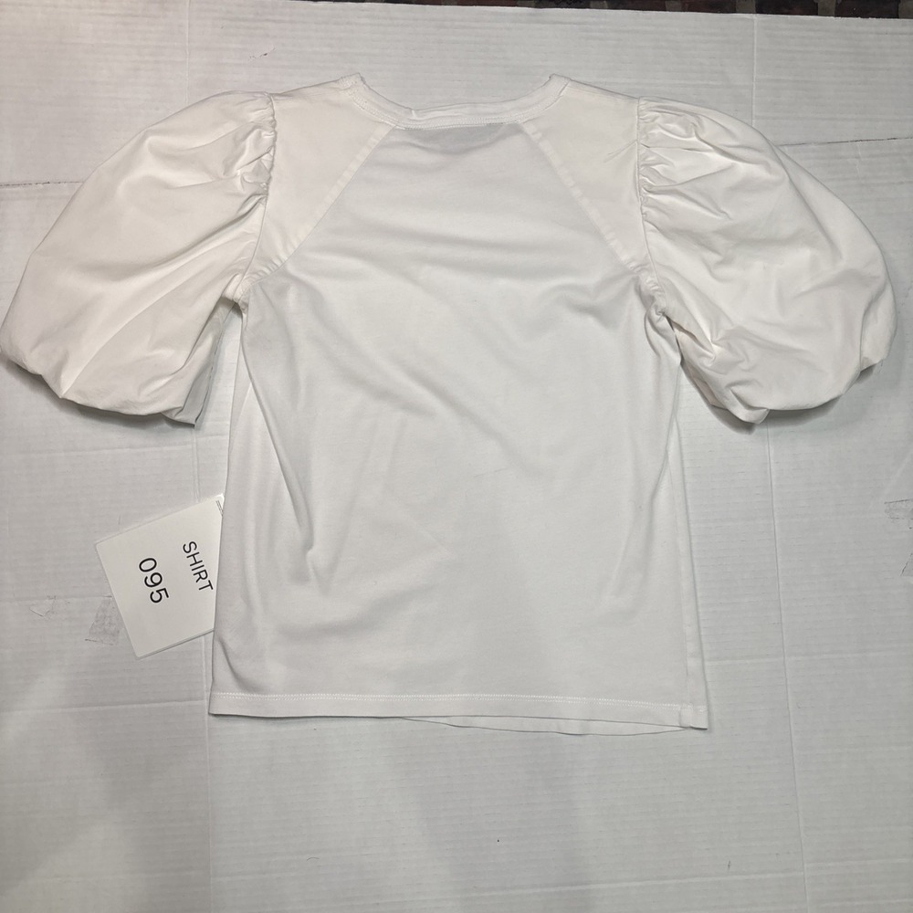Veronica Beard Morrison Top Women's XS White Puff Sleeve Crew Neck Cotton Shirt - Picture 3 of 10